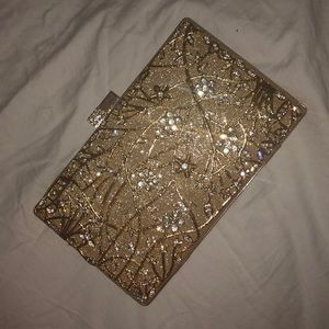 Golden beaded clutch